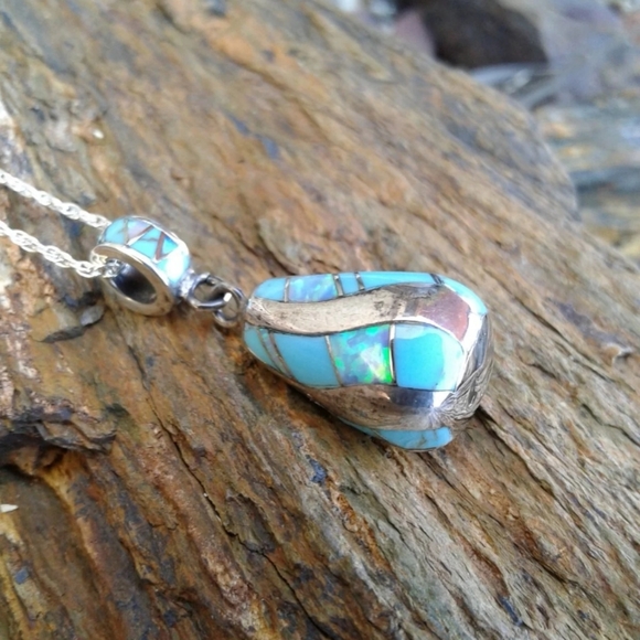 Jewelry - Sterling Silver turquoise inlaid NECKLACE